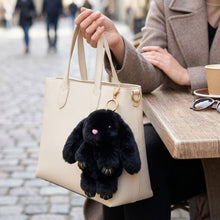 Load image into Gallery viewer, Fluffy Black Plush Bunny Keychain Bag Charm
