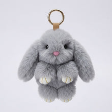 Load image into Gallery viewer, Fluffy Grey Plush Bunny Keychain Bag Charm
