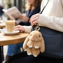 Load image into Gallery viewer, Fluffy Light Brown Plush Bunny Keychain Bag Charm
