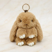 Load image into Gallery viewer, Fluffy Light Brown Plush Bunny Keychain Bag Charm
