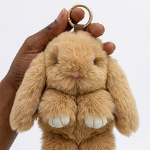Load image into Gallery viewer, Fluffy Light Brown Plush Bunny Keychain Bag Charm
