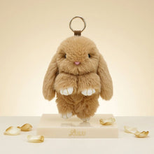 Load image into Gallery viewer, Fluffy Light Brown Plush Bunny Keychain Bag Charm
