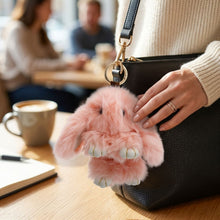 Load image into Gallery viewer, Fluffy Pink Plush Bunny Keychain Bag Charm
