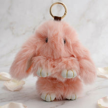 Load image into Gallery viewer, Fluffy Pink Plush Bunny Keychain Bag Charm
