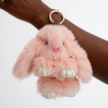 Load image into Gallery viewer, Fluffy Pink Plush Bunny Keychain Bag Charm

