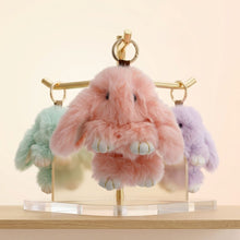 Load image into Gallery viewer, Fluffy Pink Plush Bunny Keychain Bag Charm
