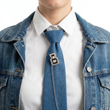 Load image into Gallery viewer, Blue Denim Perfume Chain Necktie Necklace
