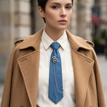 Load image into Gallery viewer, Blue Denim Perfume Chain Necktie Necklace
