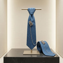 Load image into Gallery viewer, Blue Denim Perfume Chain Necktie Necklace
