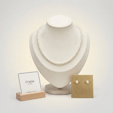Load image into Gallery viewer, 8mm Cream Glass Pearl Thread Knot Necklace
