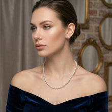 Load image into Gallery viewer, 8mm Cream Glass Pearl Thread Knot Necklace
