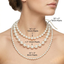 Load image into Gallery viewer, 10mm Cream Glass Pearl Thread Knot Necklace
