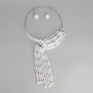 Asymmetric White Pearl Silver Necklace