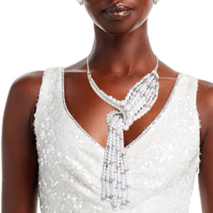 Asymmetric White Pearl Silver Necklace