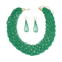 Load image into Gallery viewer, Collar Green Seed Bead Braided Collar Necklace
