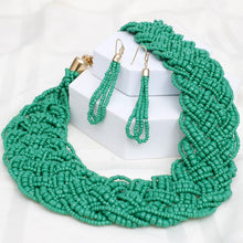 Load image into Gallery viewer, Collar Green Seed Bead Braided Collar Necklace
