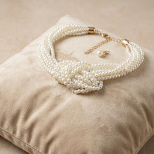Load image into Gallery viewer, Cream Pearl 9 Strand Knotted Chunky Necklace
