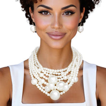 Load image into Gallery viewer, Pearl Cream Old Hollywood Layered Chunky Necklace
