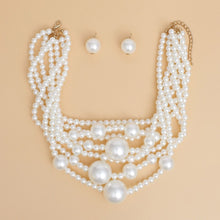 Load image into Gallery viewer, Pearl Cream Old Hollywood Layered Chunky Necklace
