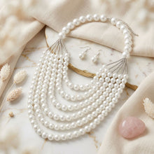 Load image into Gallery viewer, White Pearl Long Layer 6 Strand Chunky Necklace
