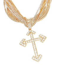 Load image into Gallery viewer, Choker Gold Rhinestone Layered Cross Necklace
