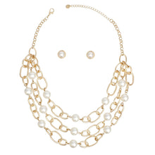 Load image into Gallery viewer, Chain Gold Parisian Chic Cream Pearl Necklace
