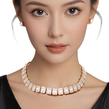 Load image into Gallery viewer, Chain Gold Square Halo Baguette Iced Necklace Set
