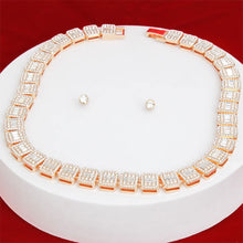 Load image into Gallery viewer, Chain Gold Square Halo Baguette Iced Necklace Set
