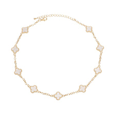 Load image into Gallery viewer, Necklace Gold Cream Quatrefoil Clover 9 Motifs
