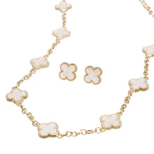 Load image into Gallery viewer, Necklace Gold Cream Quatrefoil Clover 9 Motifs
