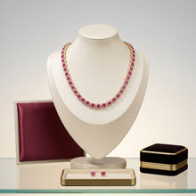 Load image into Gallery viewer, Tennis Pink Cushion Cut Crystal Halo Luxe Necklace
