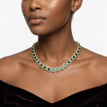 Load image into Gallery viewer, Tennis Green Cushion Cut Crystal Halo Luxe Necklace
