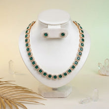 Load image into Gallery viewer, Tennis Green Cushion Cut Crystal Halo Luxe Necklace
