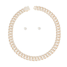 Load image into Gallery viewer, Necklace Gold Iced Diamond Cuban Chain Set Women
