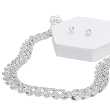 Load image into Gallery viewer, Necklace Silver Iced Diamond Cuban Chain Set Women
