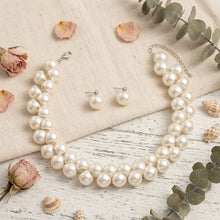 Load image into Gallery viewer, Flat Bottom Woven White Pearl Cluster Necklace

