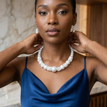Load image into Gallery viewer, White Pearl Bead Cluster Single Strand Necklace
