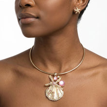 Load image into Gallery viewer, Gold Choker Sea Life Pendant with Pink Rhinestones
