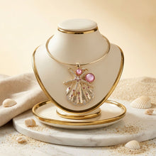Load image into Gallery viewer, Gold Choker Sea Life Pendant with Pink Rhinestones
