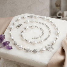 Load image into Gallery viewer, Parisian White Pearl Rhinestone Charm Necklace
