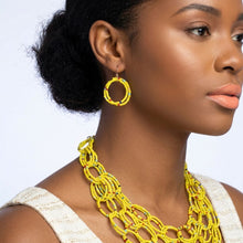 Load image into Gallery viewer, Bib Yellow Seed Bead Links Triple Layer Necklace
