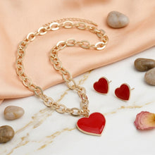 Load image into Gallery viewer, Red Heart Pendant Gold Oval Chain Necklace
