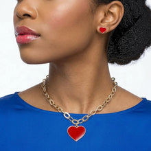 Load image into Gallery viewer, Red Heart Pendant Gold Oval Chain Necklace
