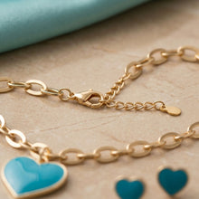 Load image into Gallery viewer, Turquoise Heart Pendant Gold Oval Chain Necklace
