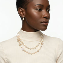 Load image into Gallery viewer, Cream Pearl Lucky Charm Layered Necklace Set
