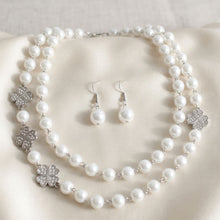 Load image into Gallery viewer, White Pearl Lucky Charm Layered Necklace Set
