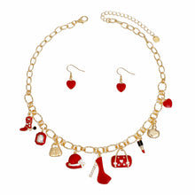 Load image into Gallery viewer, Charm Gold Red Cowgirl Boot High Heel Necklace
