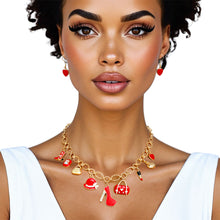 Load image into Gallery viewer, Charm Gold Red Cowgirl Boot High Heel Necklace
