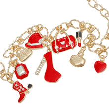 Load image into Gallery viewer, Charm Gold Red Cowgirl Boot High Heel Necklace
