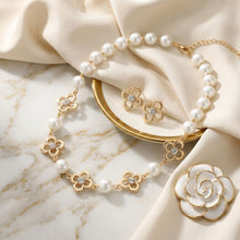 Load image into Gallery viewer, Cream Cotton Pearl and Luxe Mono Flower Necklace
